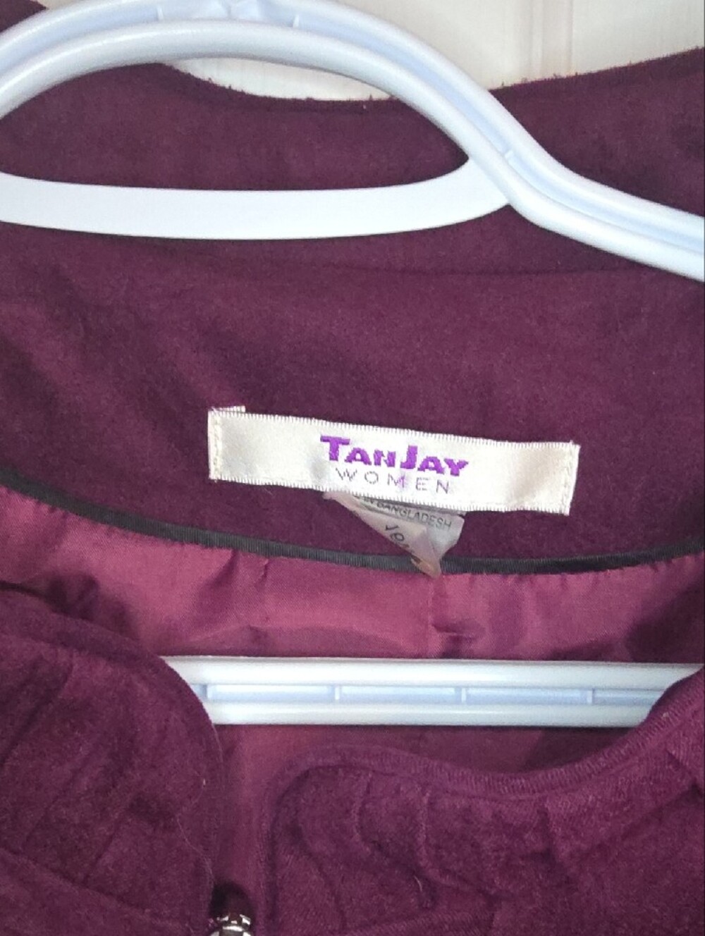 TanJay Burgundy Zip-Front Ruffle-Trim Jacket - Picture 2 of 3